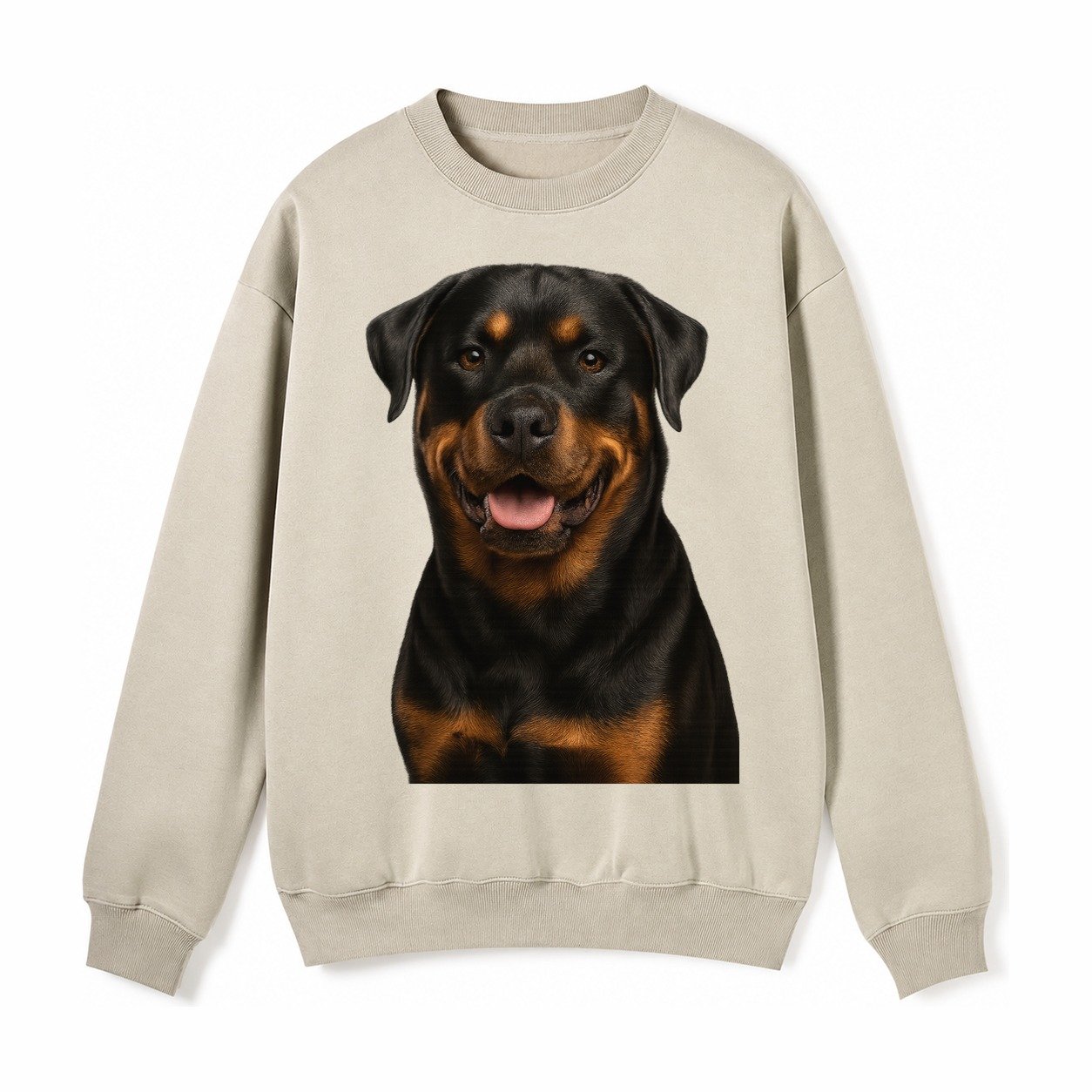 Rottweiler Powerful Guardian Fleece Sweatshirt – Light Khaki
