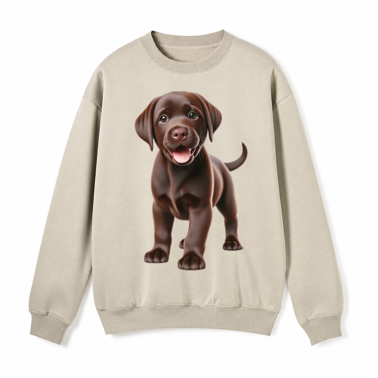 Chocolate Labrador Fleece Sweatshirt – Light Khaki