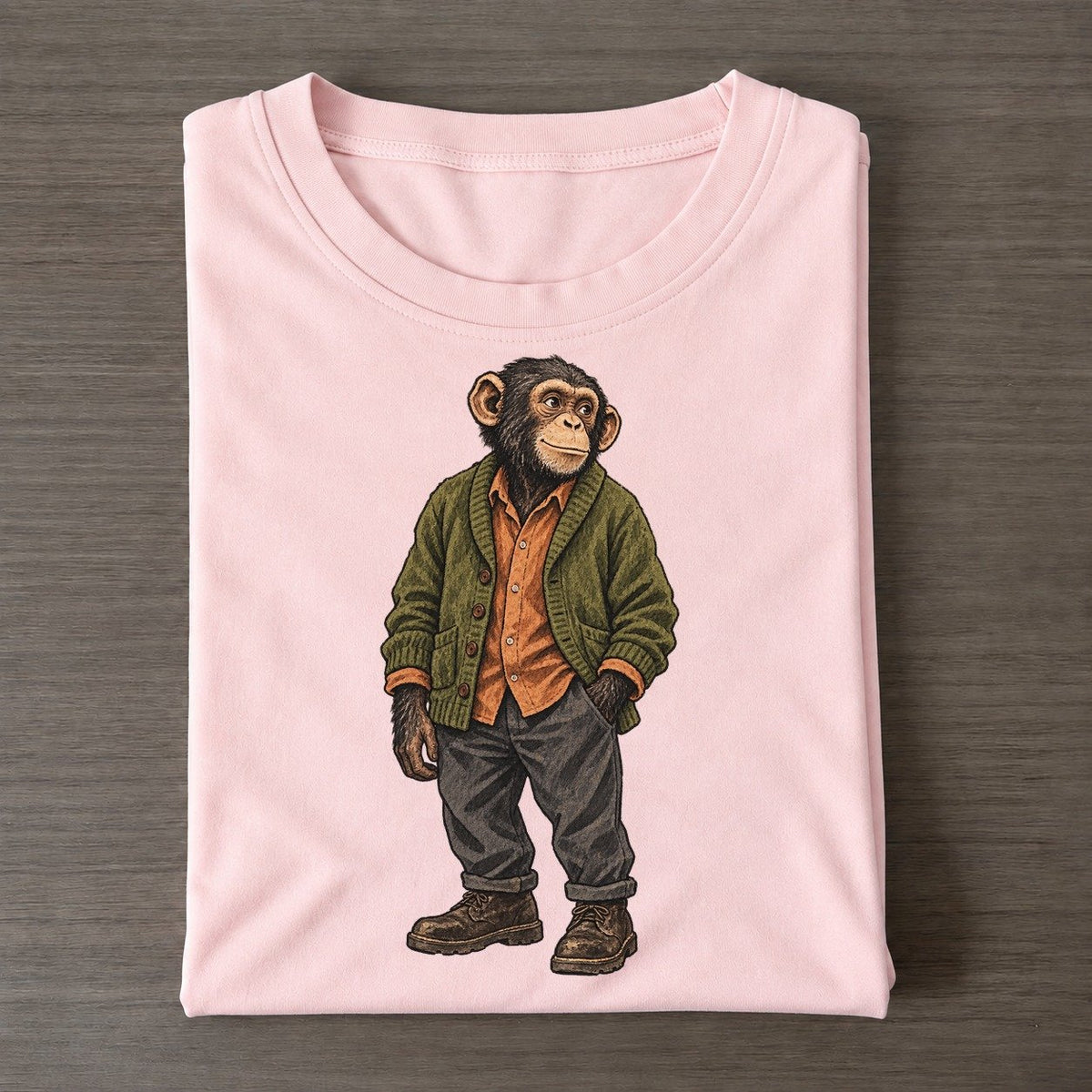 Chimpanzee Wardrobe Portrait Wild Wardrobe Portraits Classic T-shirt – Pink