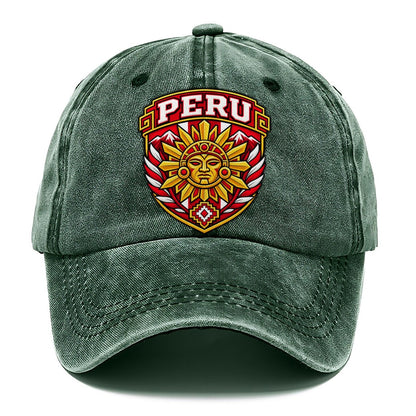 Peru Retro Badge Country Logos Classic Cap – Forest Mist
