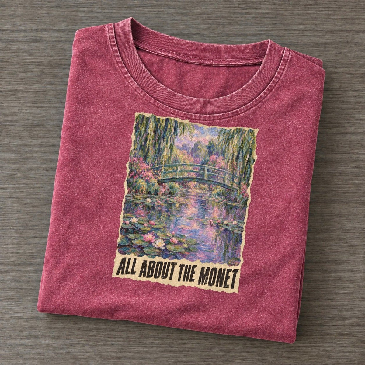 All About The Monet Lily Pond Art Pun Vintage T-shirt – Raspberry