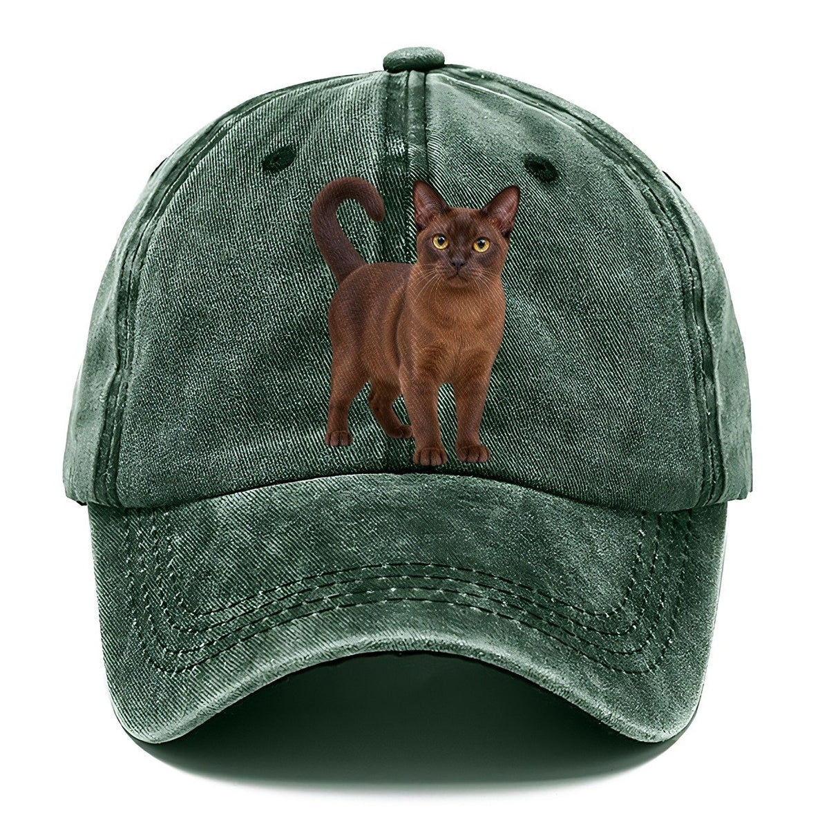 Burmese Standing Three Quarter Realistic Cat Portrait Classic Cap – Forest Mist