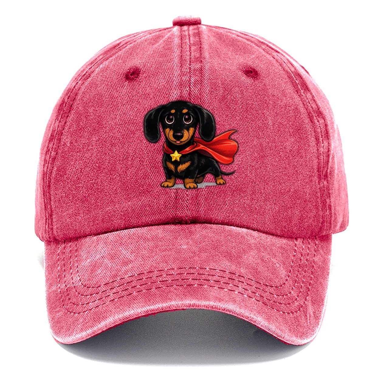 Dachshund Superhero Cape Classic Cap – Pomegranate Blush