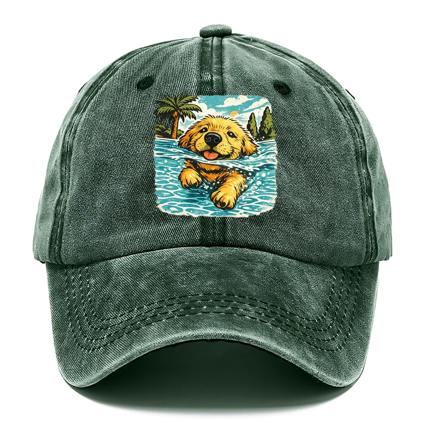 Golden Retriever Pool Pup Classic Cap – Forest Mist