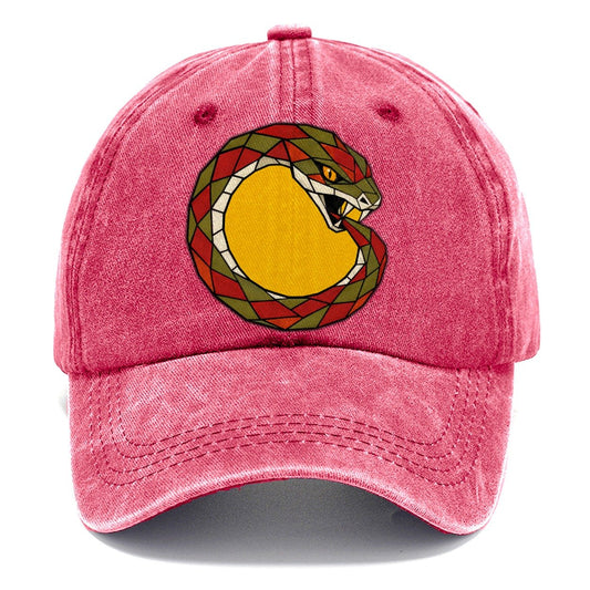 Ouroboros Serpent Circle Classic Cap – Pomegranate Blush