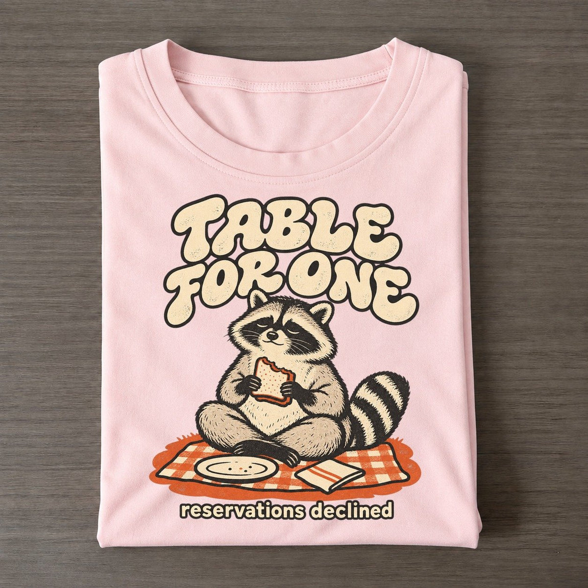 Table For One Raccoons Off Duty Classic T-shirt – Pink