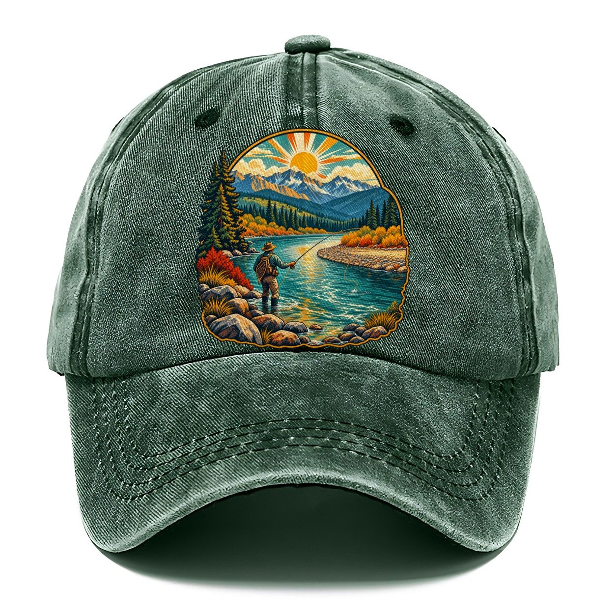River Bend Fly Water Fishing Club Classic Cap – Forest Mist