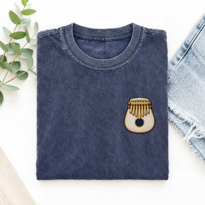 Kalimba Thumb Keys Left Chest Vintage T-shirt – Blue