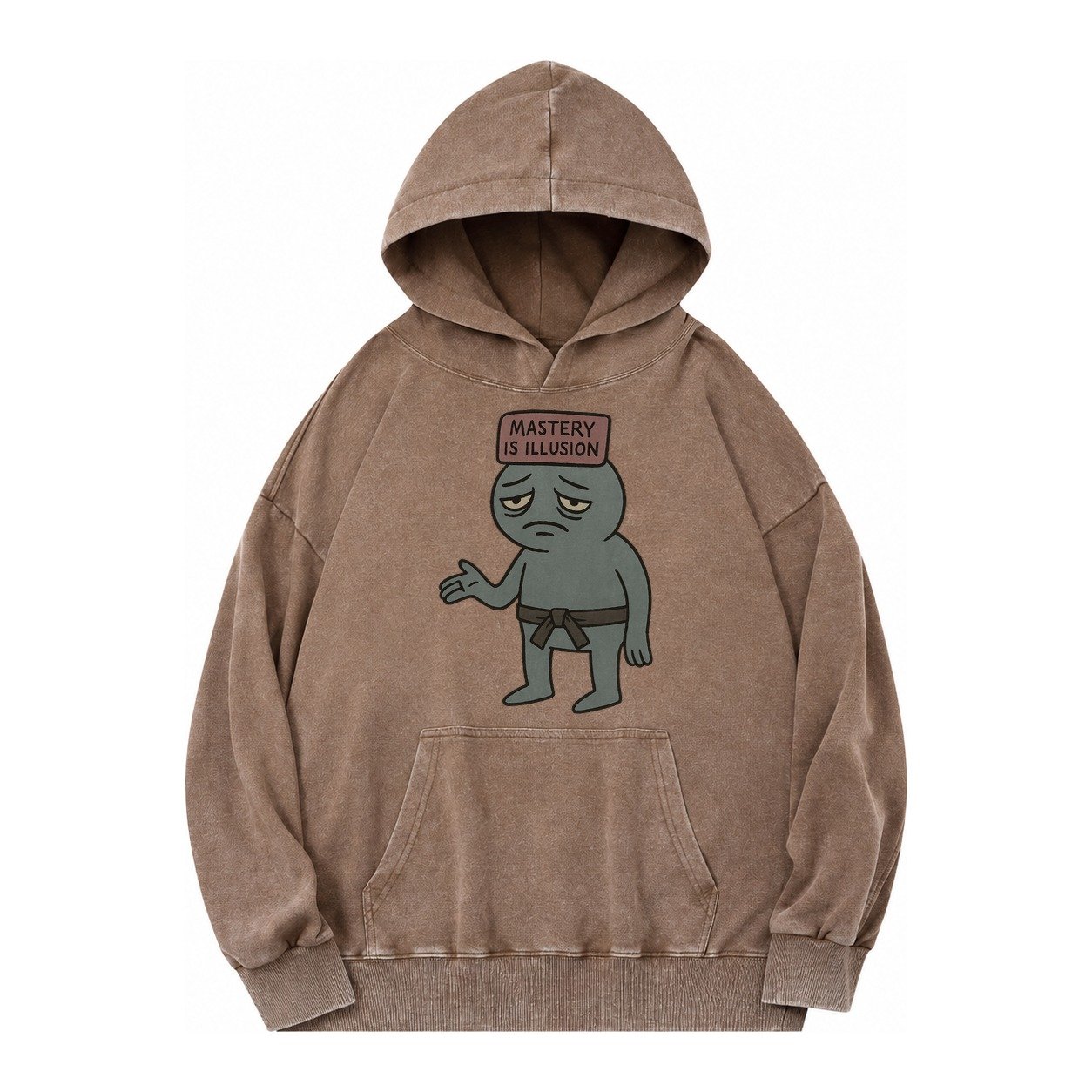 Black Pug Charming Companion Vintage Washed Hoodie – Brown