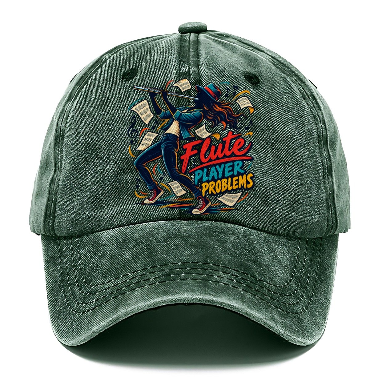 Flute Player Problems Music Instruments Classic Cap – Forest Mist