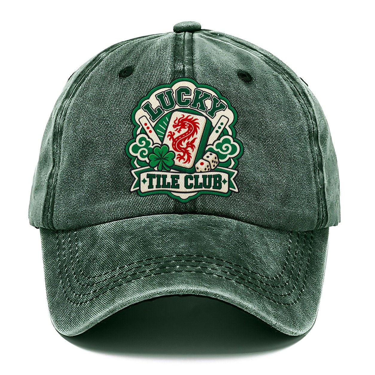 Lucky Tile Club Mahjong Game Night Classic Cap – Forest Mist