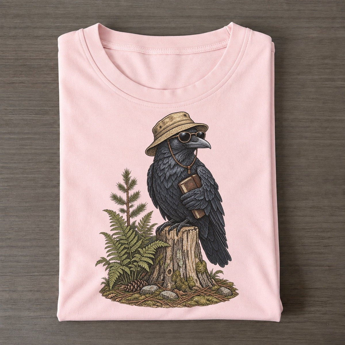Crow Field Notes Slow Camp Club Classic T-shirt – Pink