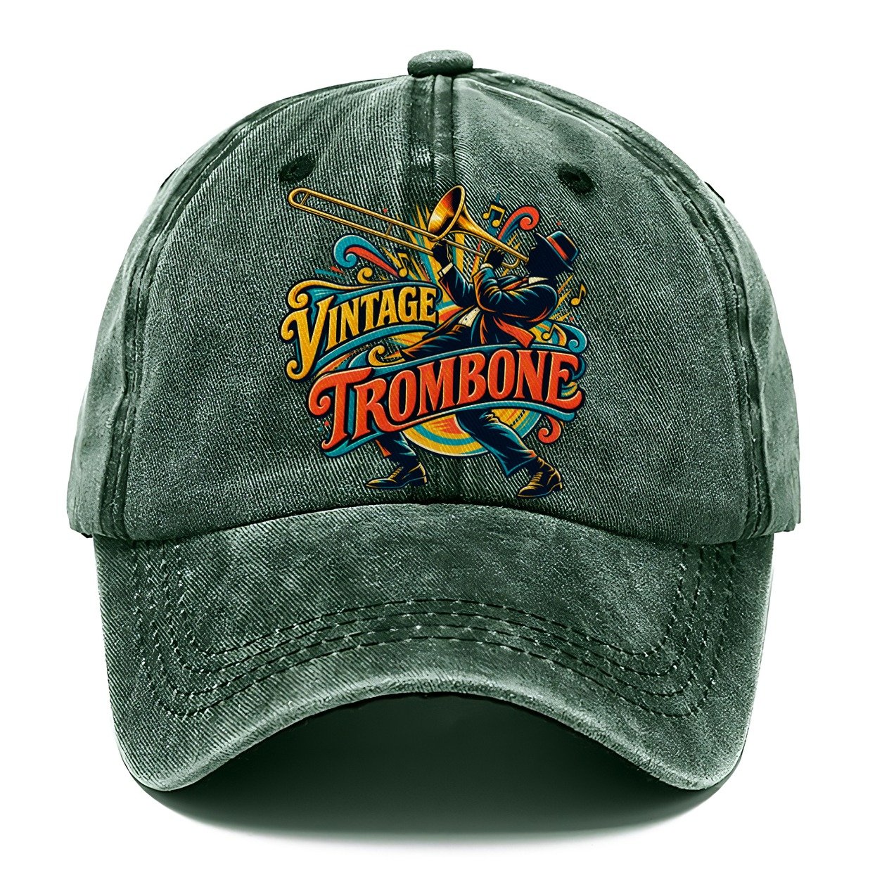 Vintage Trombone Music Instruments Classic Cap – Forest Mist