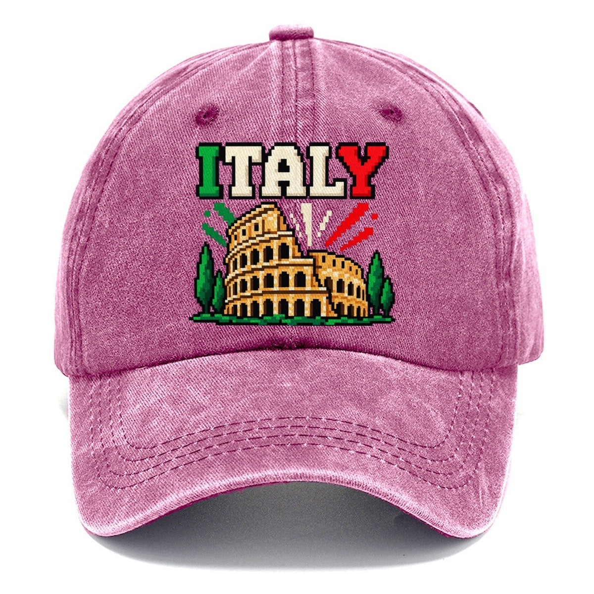 Italy Retro Pixel Badge Classic Cap – Dusty Rose