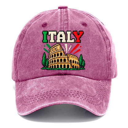 Italy Retro Pixel Badge Classic Cap – Dusty Rose