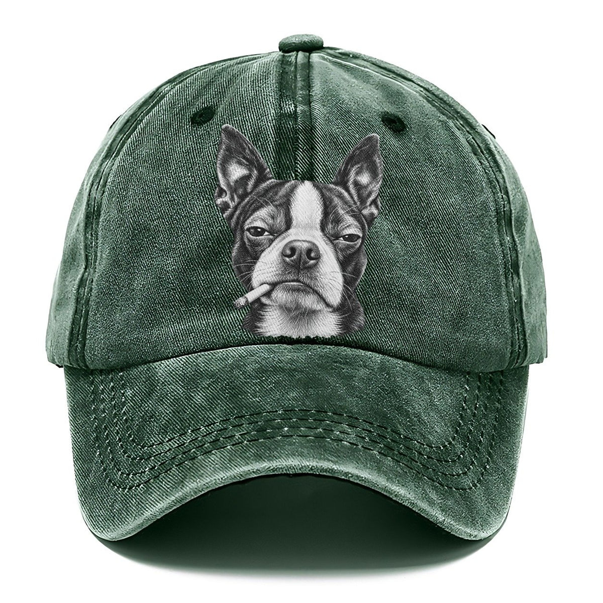 Boston Terrier Smoking Dogs Classic Cap – Forest Mist