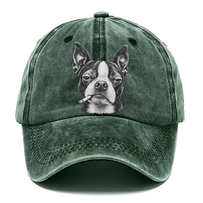 Boston Terrier Smoking Dogs Classic Cap – Forest Mist