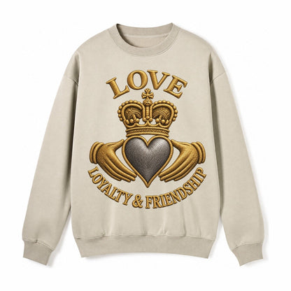 Claddagh Symbol Fleece Sweatshirt – Light Khaki