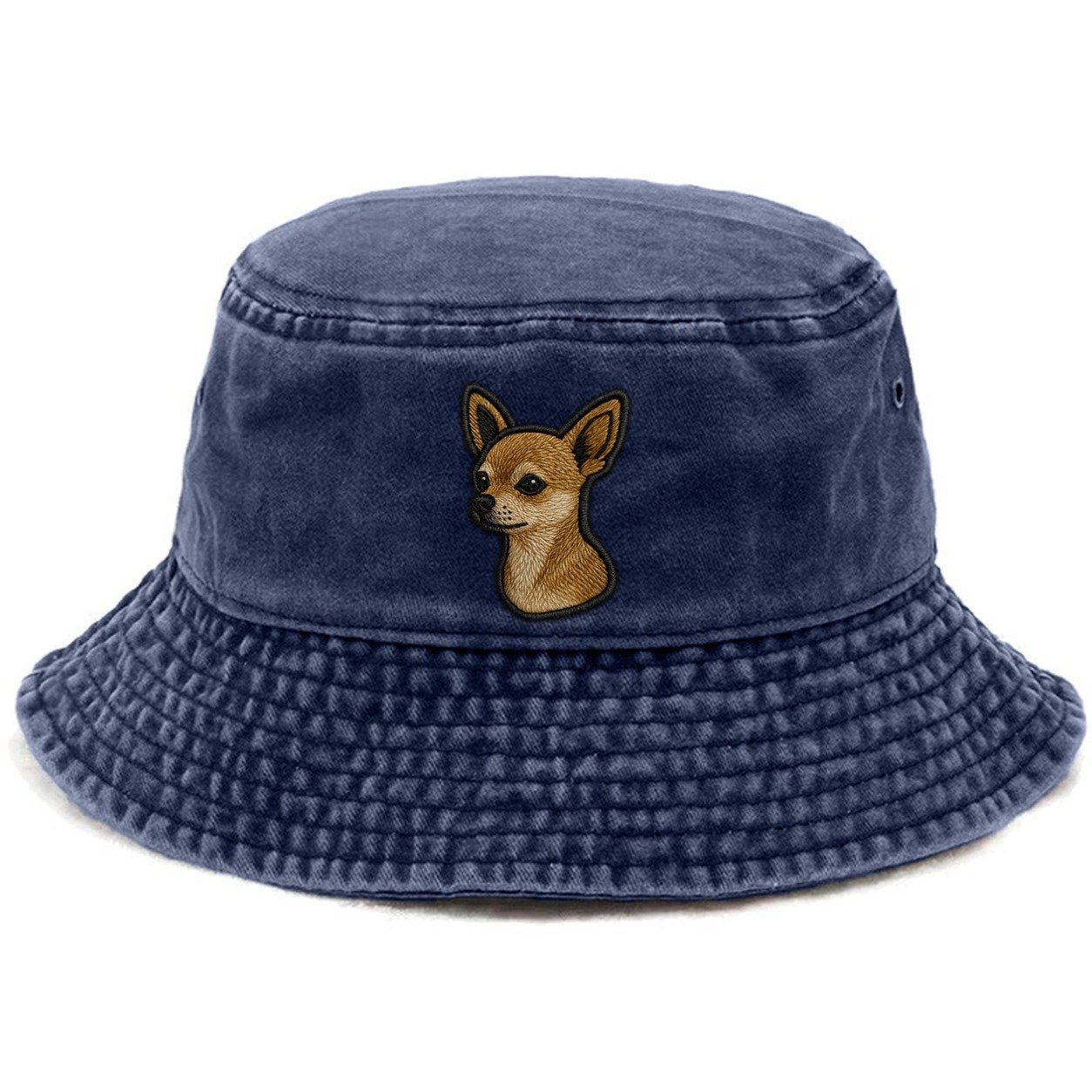 Chihuahua Modern Tiny Dog Logo With Bo Vintage Bucket Hat – Twilight Navy
