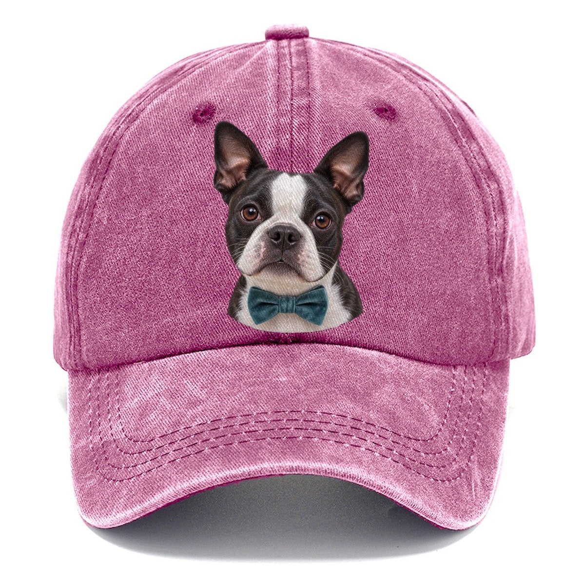 Boston Terrier Velvet Bow Character Club Classic Cap – Dusty Rose