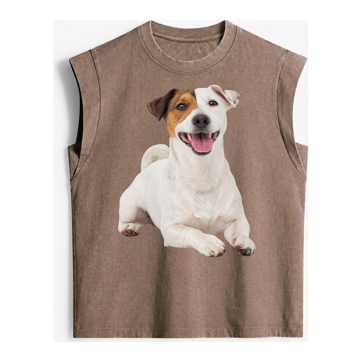 Jack Russell Terrier Dog Vintage Washed Tank – Brown