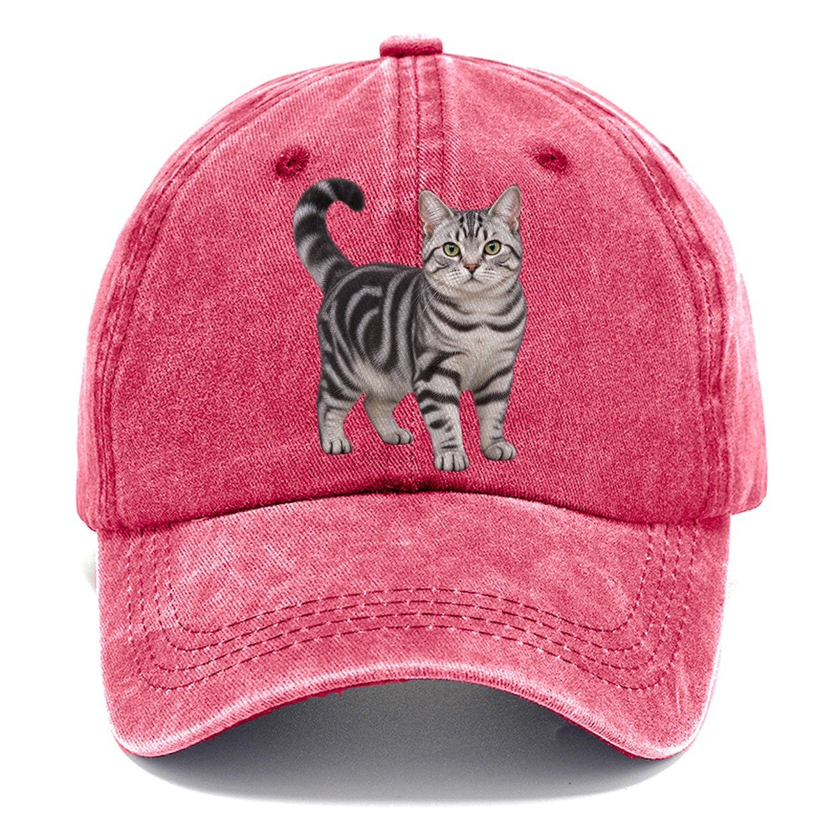 American Shorthair Standing Three Quarter Realistic Cat Portrait Classic Cap – Pomegranate Blush