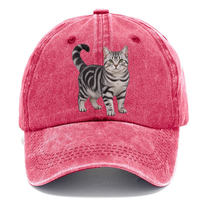 American Shorthair Standing Three Quarter Realistic Cat Portrait Classic Cap – Pomegranate Blush