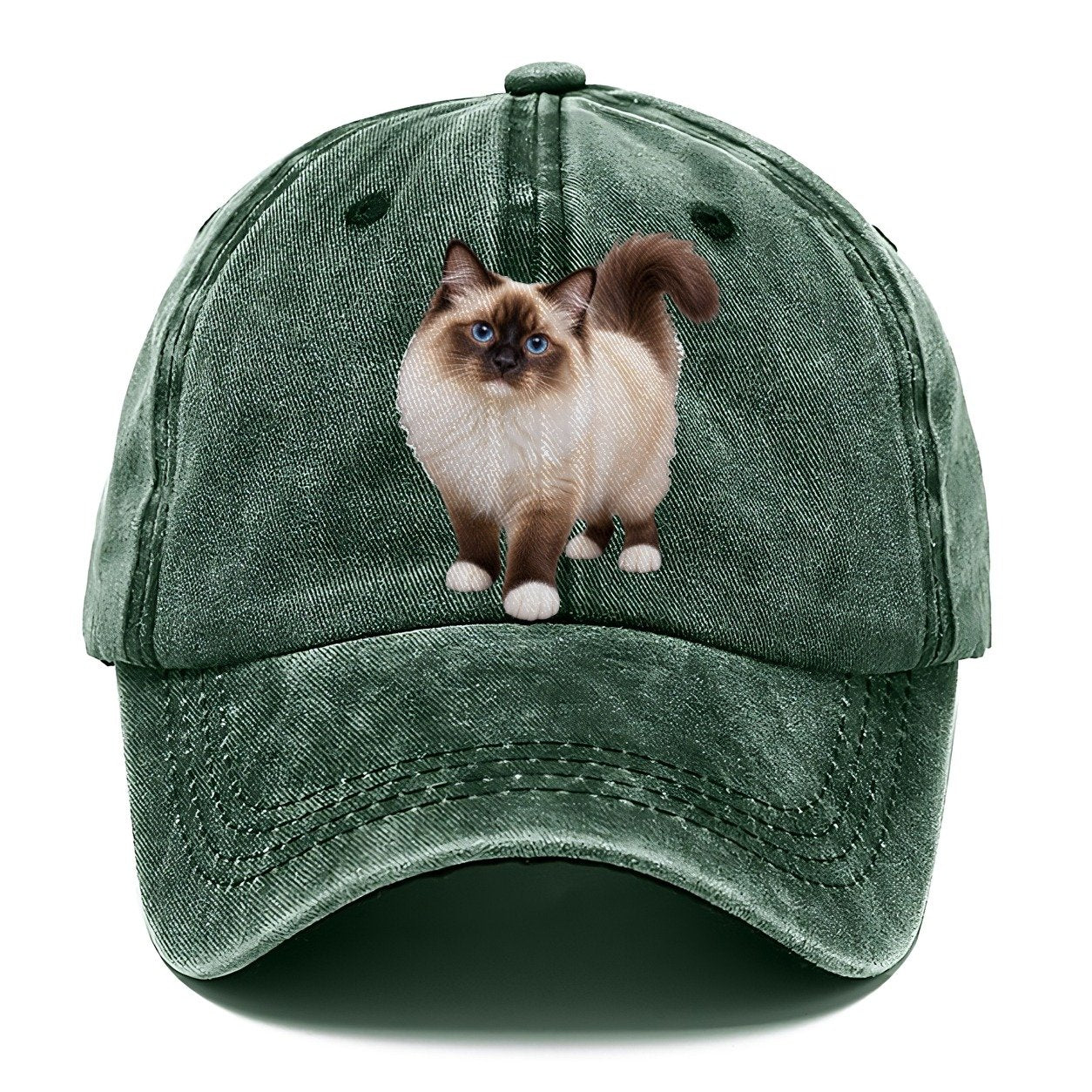 Birman Standing Three Quarter Realistic Cat Portrait Classic Cap – Forest Mist