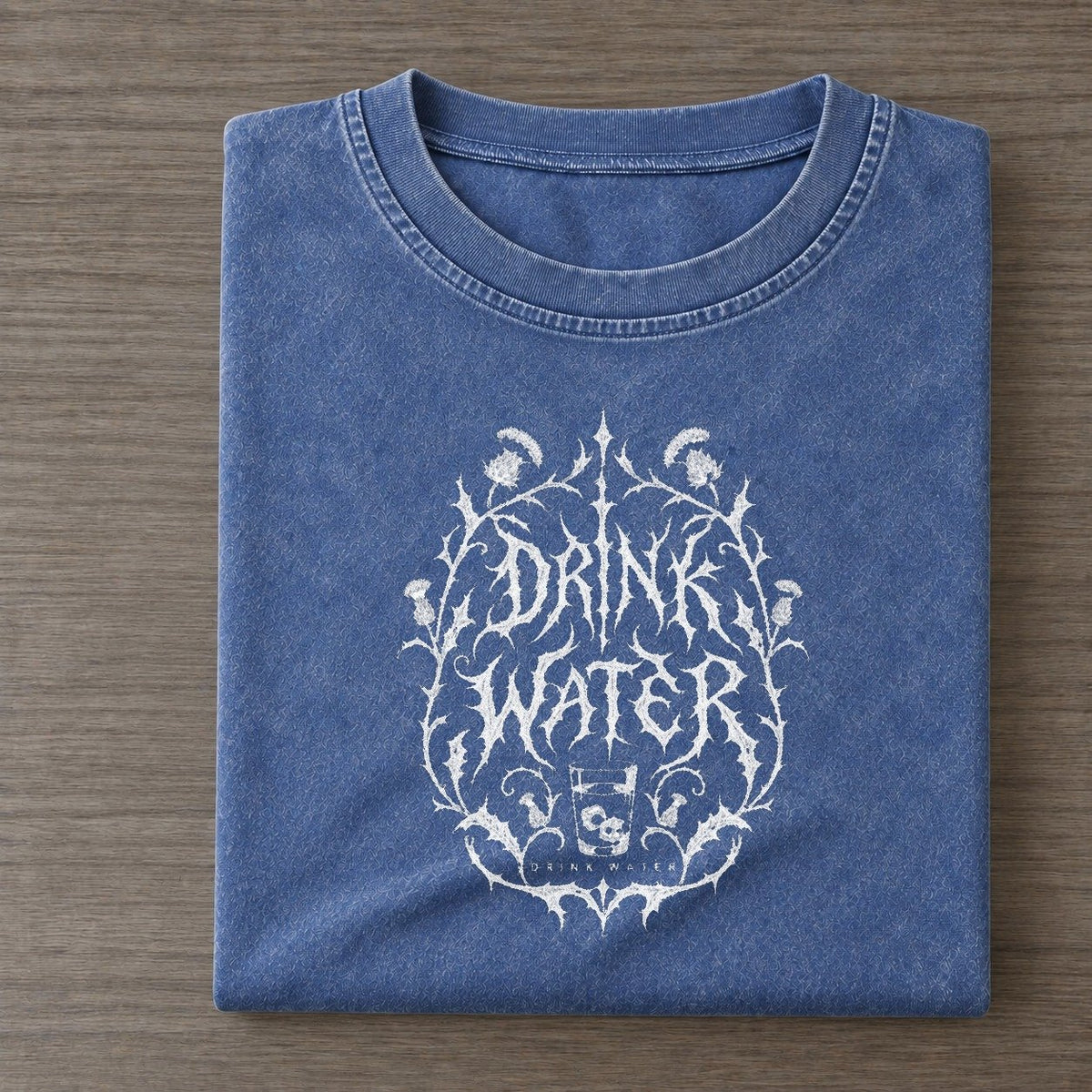 Drink Water Unreadable Feelings Vintage T-shirt – Washed Blue