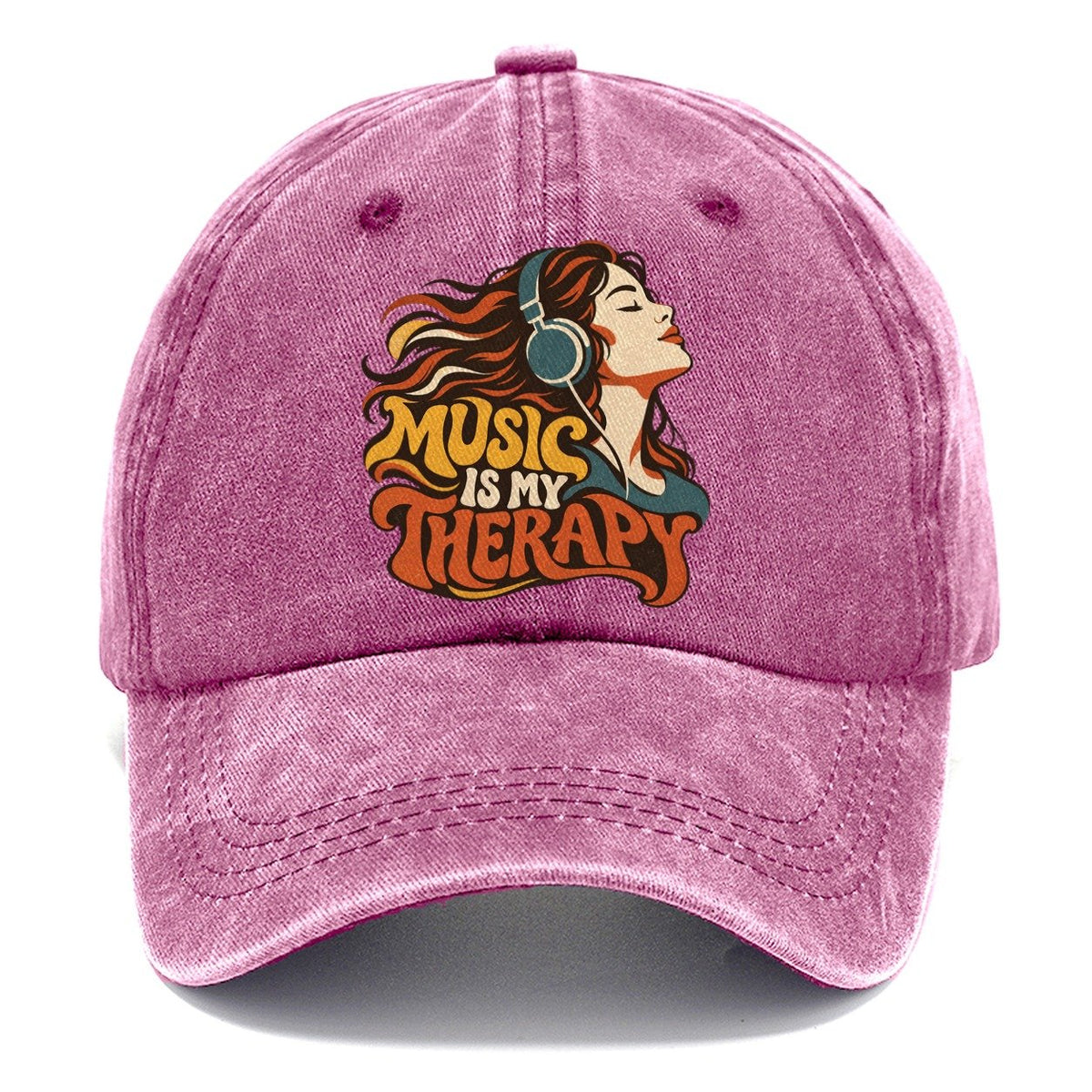 Music Is My Therapy Headphones Girl Classic Cap – Dusty Rose