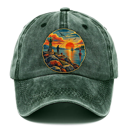 Harbor Jetty Sunset Fishing Club Classic Cap – Forest Mist