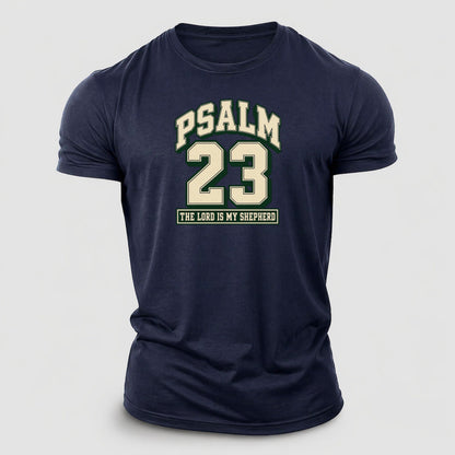 Psalm 23 Varsity Chapel Varsity Cotton T-Shirt – Navy