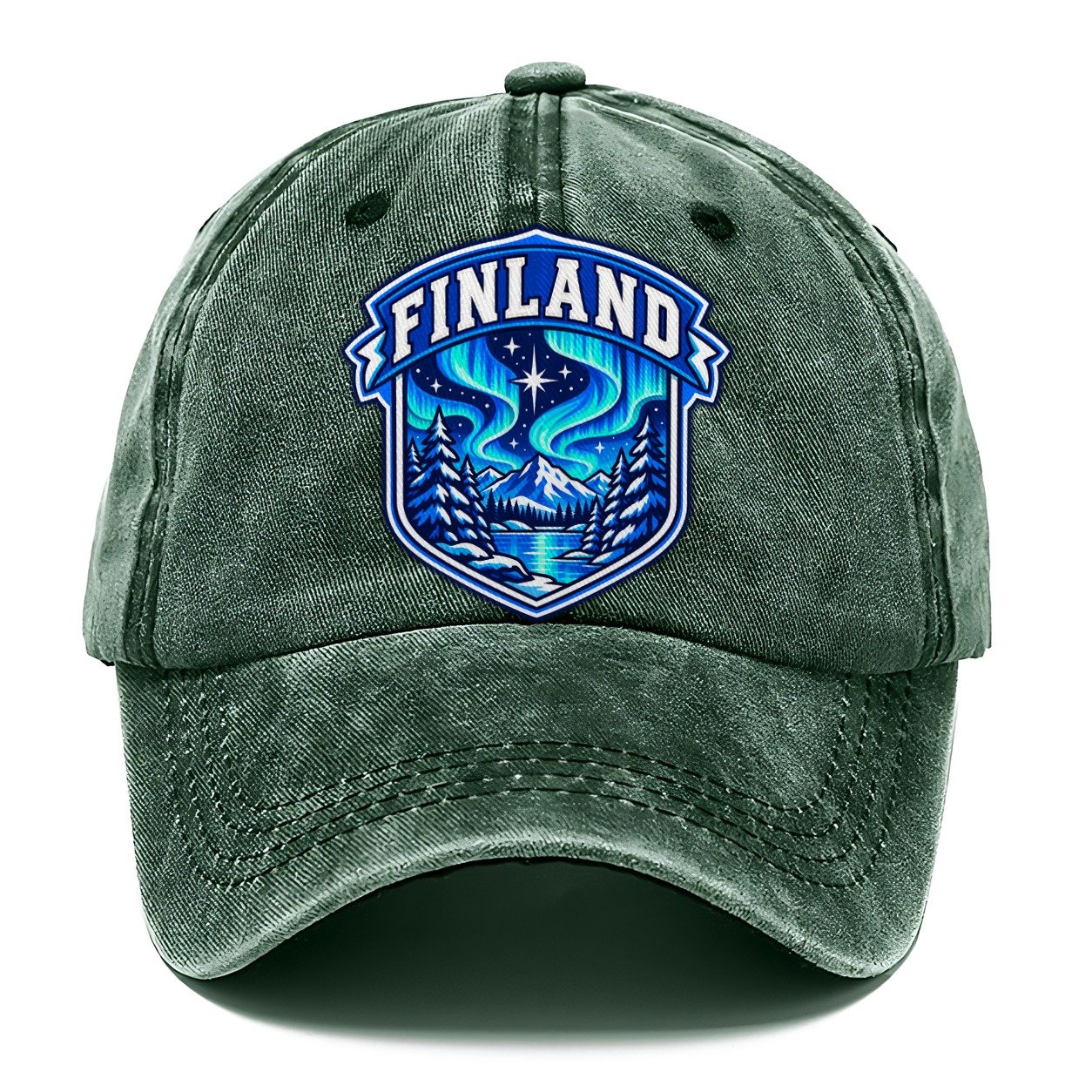 Finland Retro Badge Country Logos Classic Cap – Forest Mist