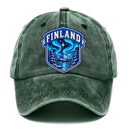 Finland Retro Badge Country Logos Classic Cap – Forest Mist