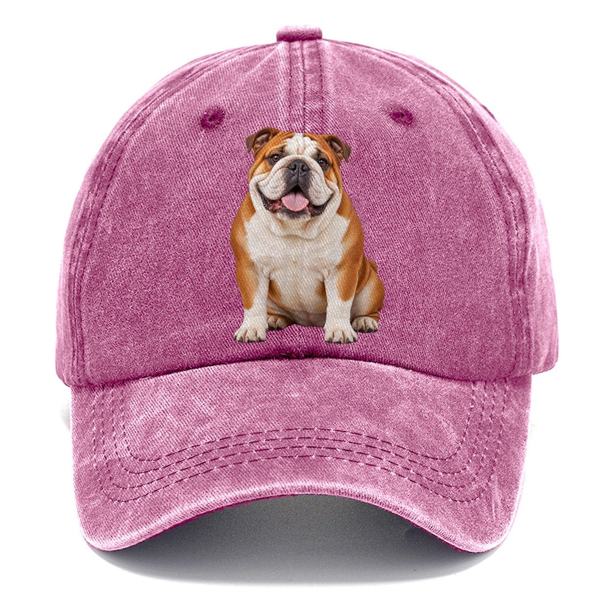 English Bulldog Sitting Top Breeds Classic Cap – Dusty Rose