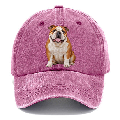 English Bulldog Sitting Top Breeds Classic Cap – Dusty Rose