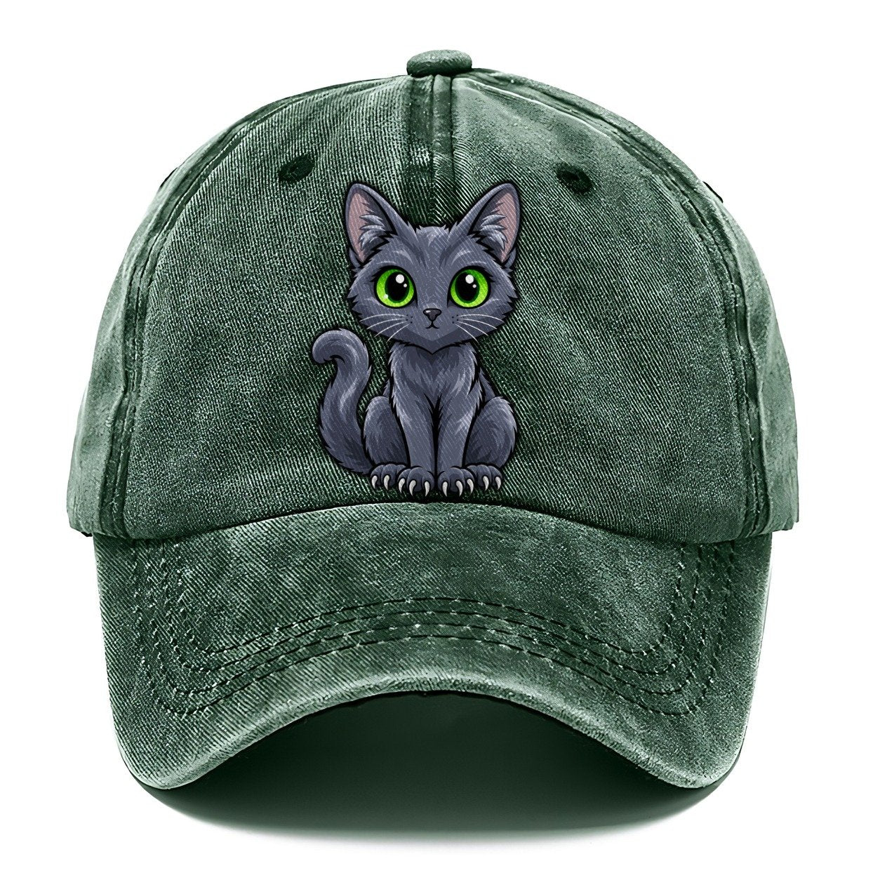 Korat Sitting Peeking Cats Classic Cap – Forest Mist