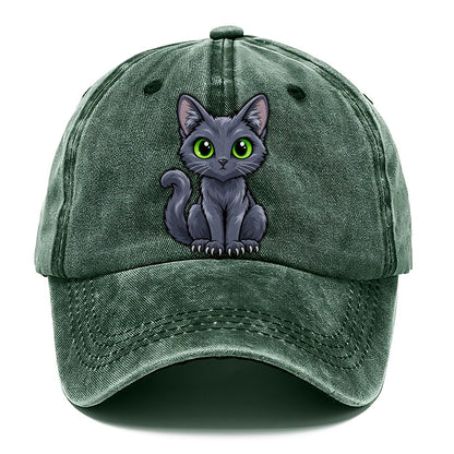 Korat Sitting Peeking Cats Classic Cap – Forest Mist