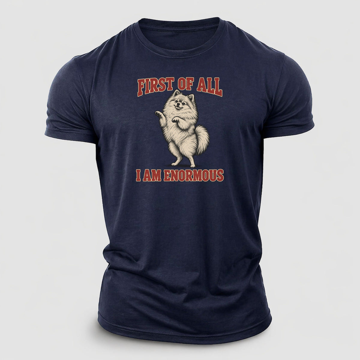 Pomeranian Dog Declarations Cotton T-Shirt – Navy