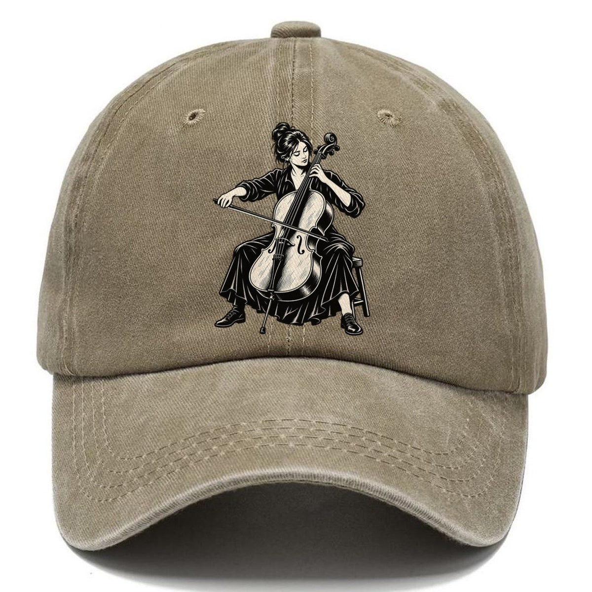 Cellist Low Bow Passage Global Music Ink Figures Classic Cap – Warm Sand