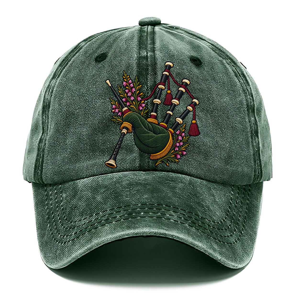 Scottish Bagpipes And Heather Uk Culture Heritage Classic Cap – Forest Mist