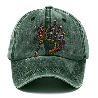 Scottish Bagpipes And Heather Uk Culture Heritage Classic Cap – Forest Mist