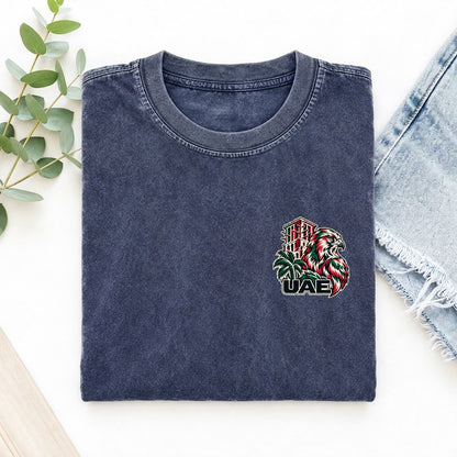 United Arab Emirates Country Pride Left Chest Vintage T-shirt – Blue