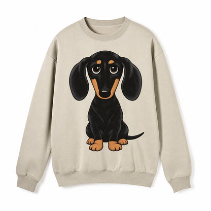 Retro Dachshund Fleece Sweatshirt – Light Khaki
