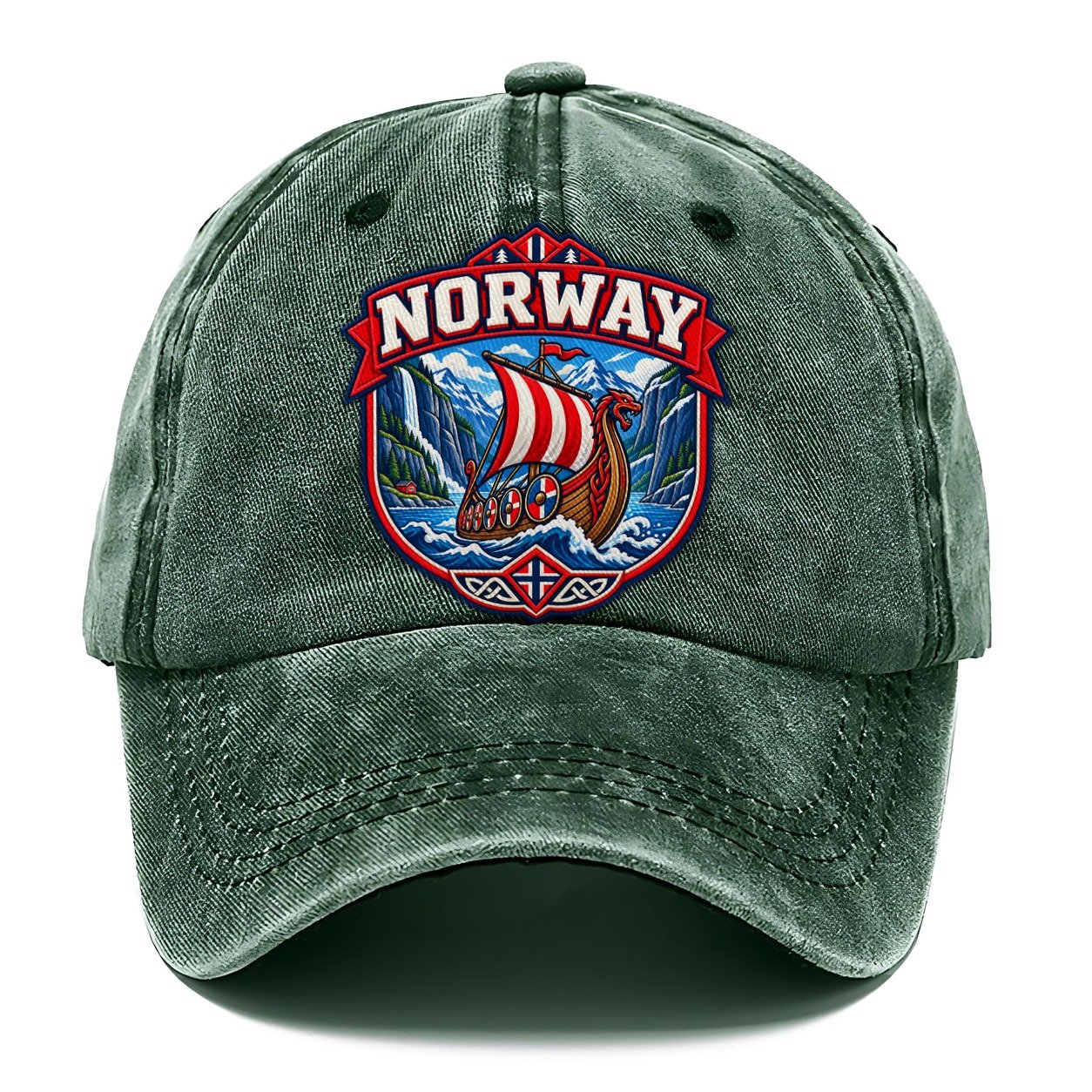 Norway Retro Badge Country Logos Classic Cap – Forest Mist