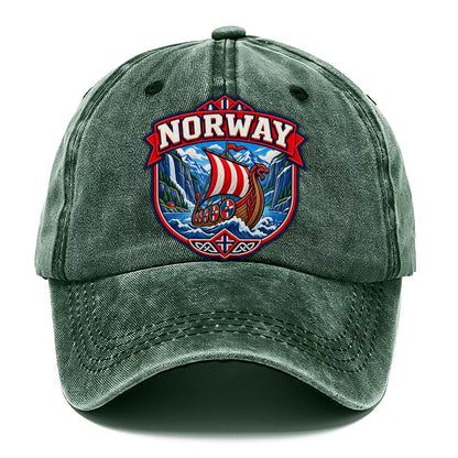 Norway Retro Badge Country Logos Classic Cap – Forest Mist