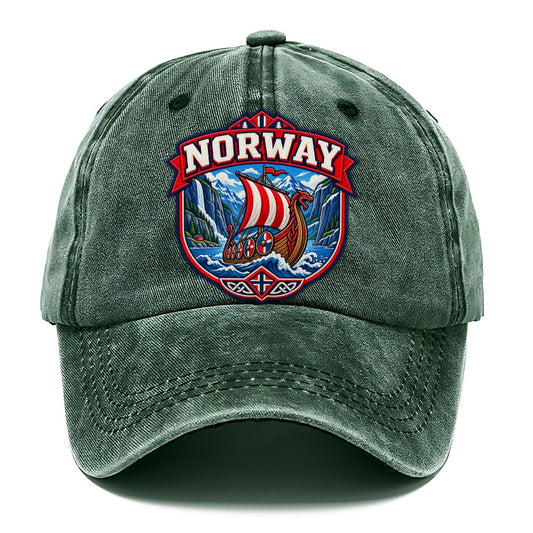 Norway Retro Badge Country Logos Classic Cap – Forest Mist
