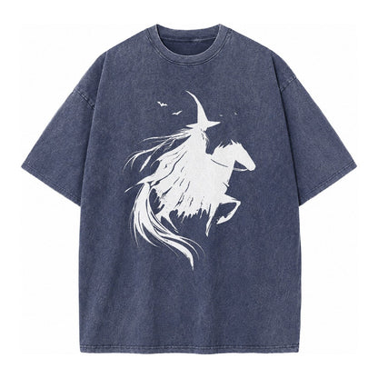Witch On Horse Vintage T-shirt – Blue