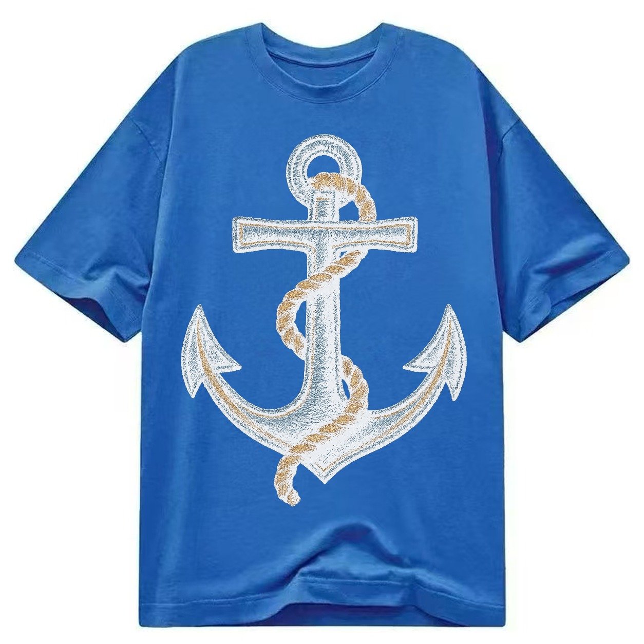 Anchor And Rope Nautical Illustration Classic T-shirt – Blue