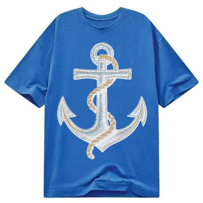 Anchor And Rope Nautical Illustration Classic T-shirt – Blue
